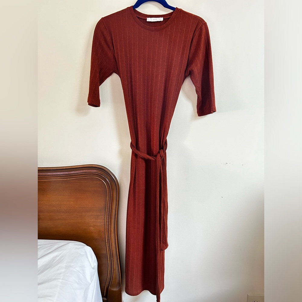 Mango Brown Tie Dress